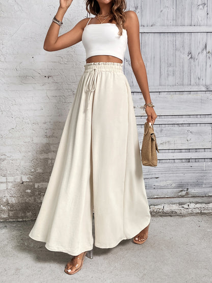 Cotton Tied High Waist Wide Leg Pants