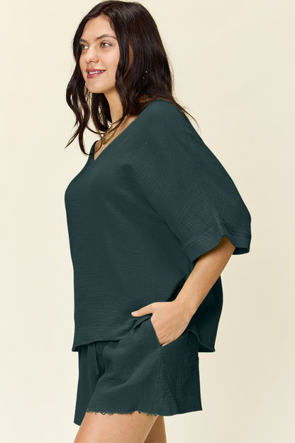Cotton Half Sleeve T-Shirt and Drawstring Shorts Set