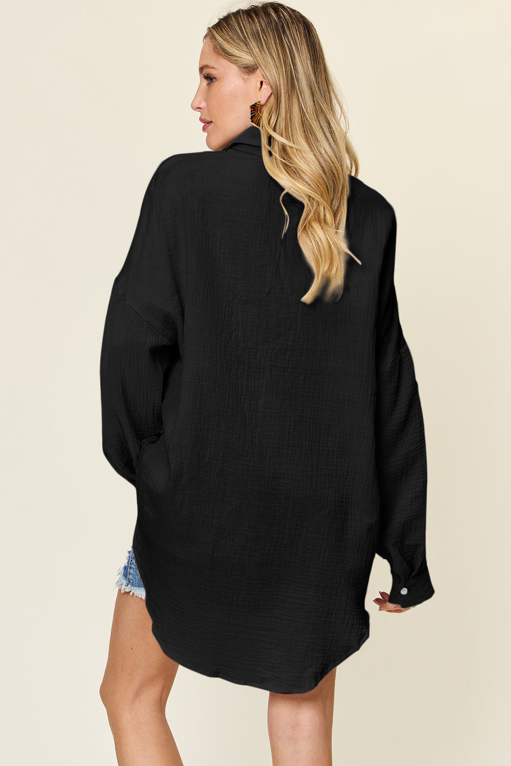 Cotton  Pocketed Texture Button Up Shirt