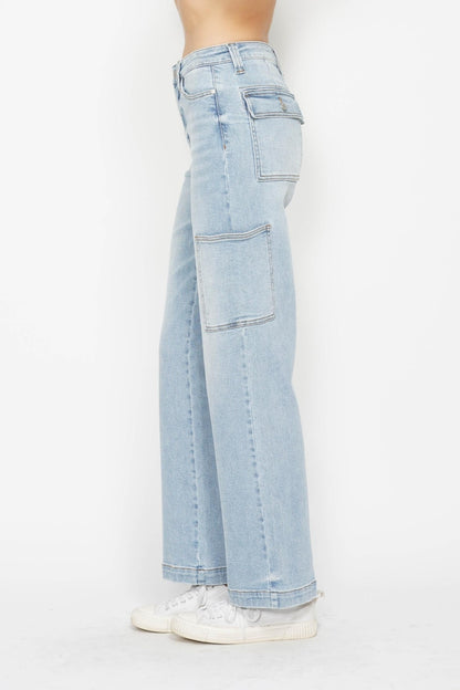 High-Waist Straight Cargo Jeans