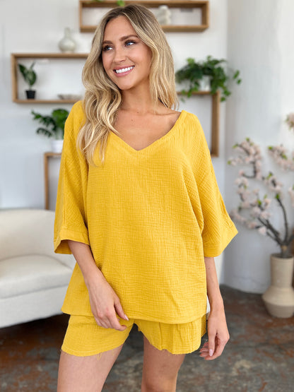 Cotton Half Sleeve T-Shirt and Drawstring Shorts Set