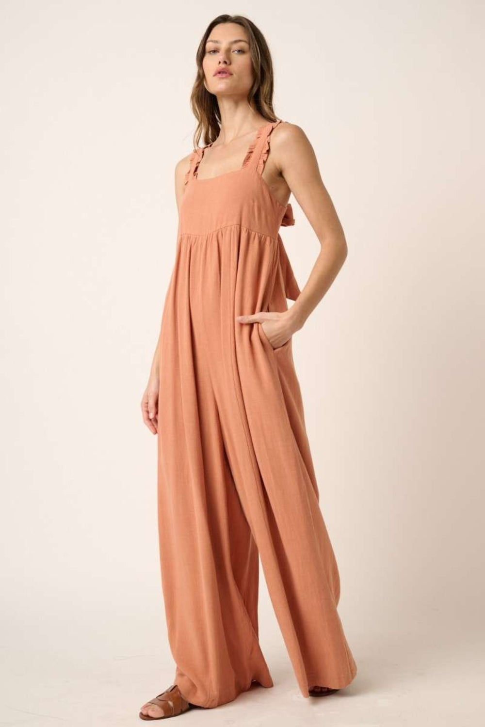 Linen Sleeveless Wide Leg Jumpsuit