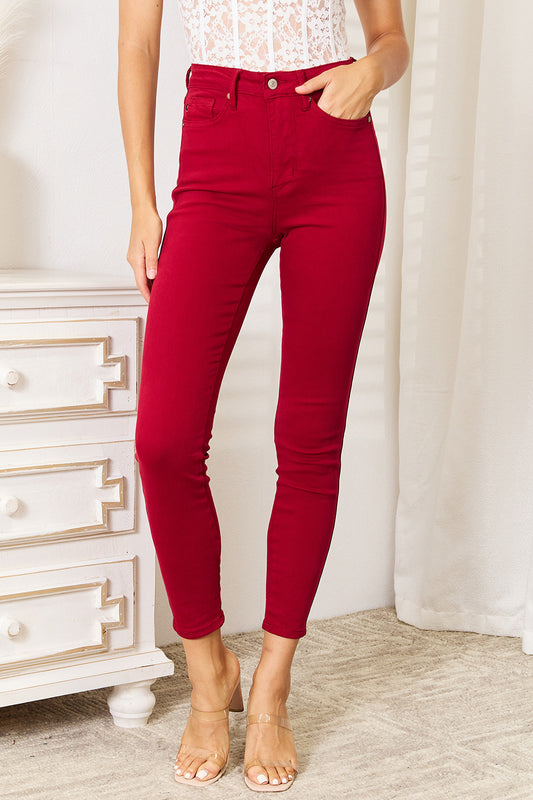 Cotton  Full Size High Waist Tummy Control Skinny Jeans