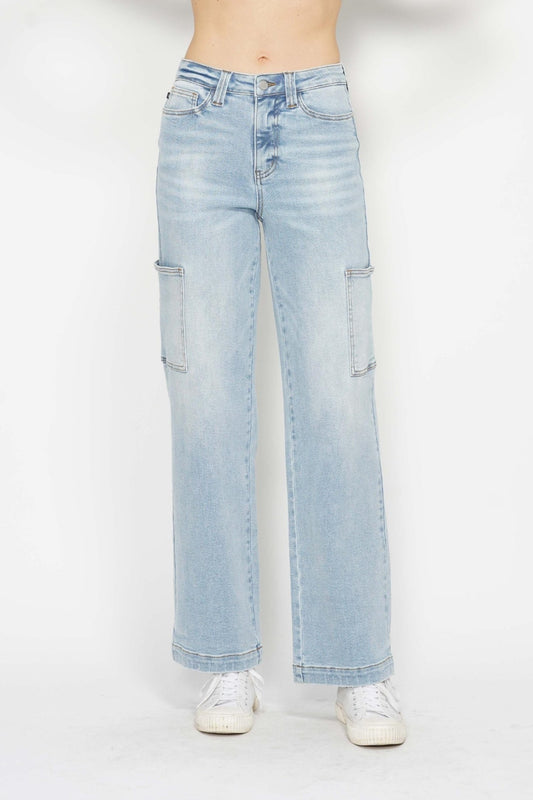 High-Waist Straight Cargo Jeans
