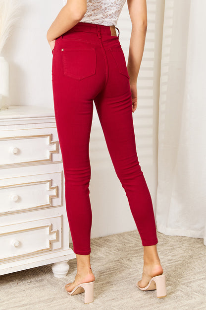 Cotton  Full Size High Waist Tummy Control Skinny Jeans