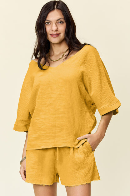 Cotton Half Sleeve T-Shirt and Drawstring Shorts Set