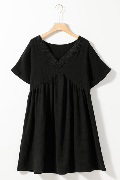 V-Neck Short Sleeve Cotton Dress