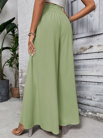 Cotton Tied High Waist Wide Leg Pants