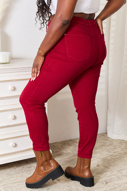 Cotton  Full Size High Waist Tummy Control Skinny Jeans