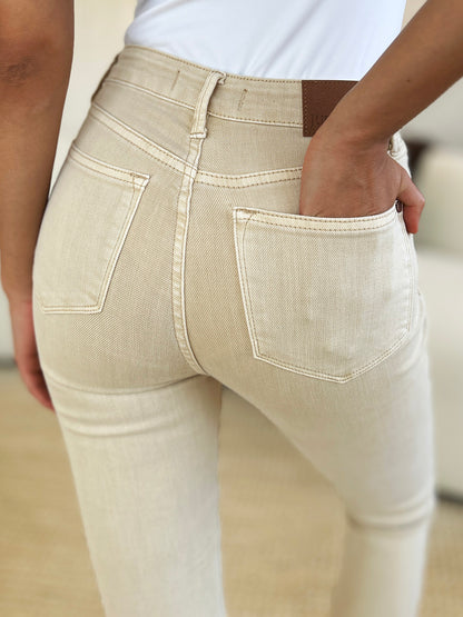 Garment Dyed Tummy Control Skinny Jeans