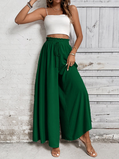 Cotton Tied High Waist Wide Leg Pants