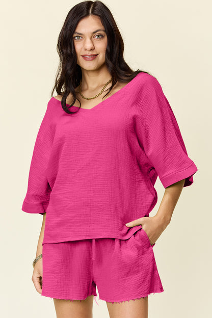 Cotton Half Sleeve T-Shirt and Drawstring Shorts Set