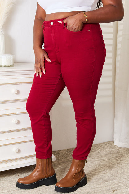 Cotton  Full Size High Waist Tummy Control Skinny Jeans