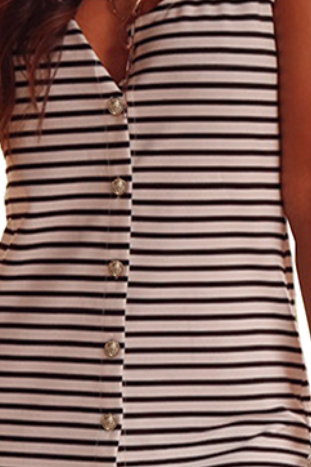 Striped Wide Strap Midi Cotton Dress