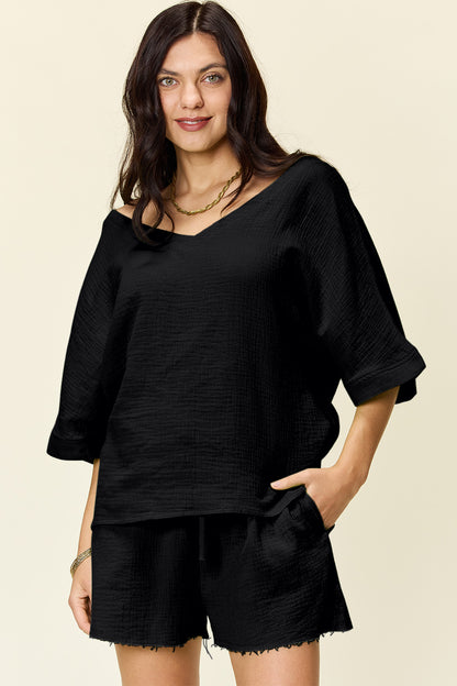 Cotton Half Sleeve T-Shirt and Drawstring Shorts Set