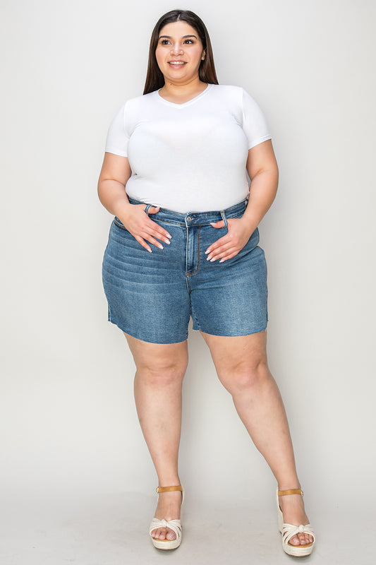Cotton Full Size High Waist Slim Denim Shorts