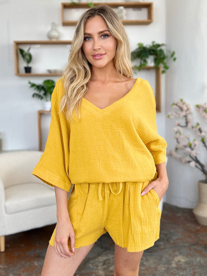 Cotton Half Sleeve T-Shirt and Drawstring Shorts Set