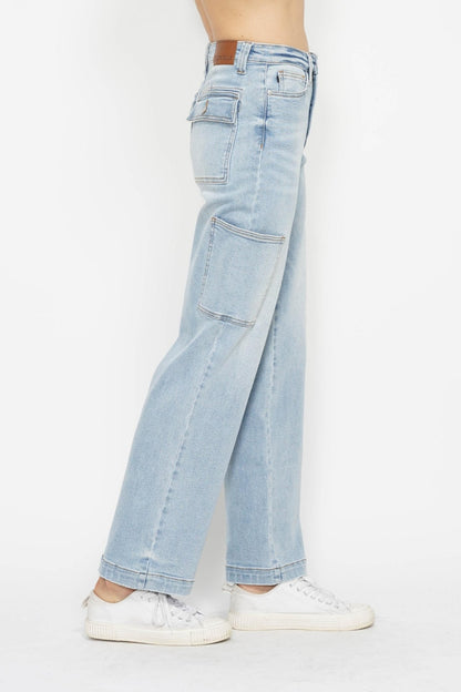 High-Waist Straight Cargo Jeans