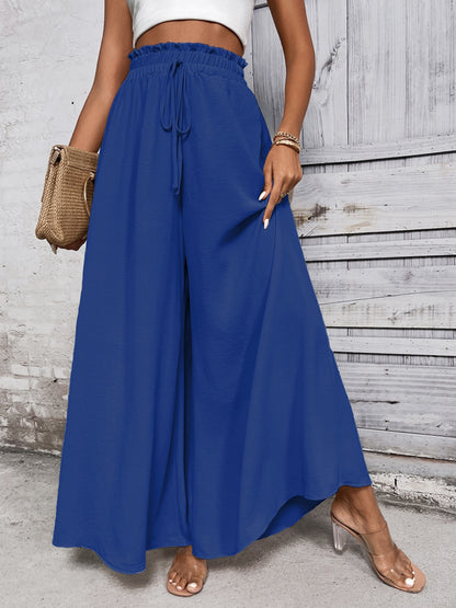 Cotton Tied High Waist Wide Leg Pants